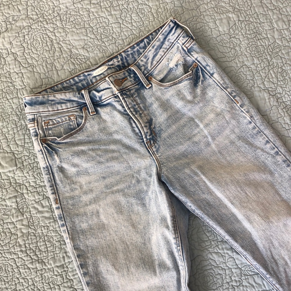 High rise acid wash jeans